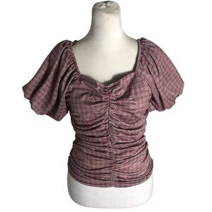 Willow Root puff sleeve ruched cropped top Sz Medium